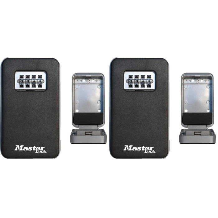 Сейф-ключниця Master Lock з кодовим замком для настінного монтажу, вологозахищена для зовнішнього використання, середній розмір (набір 2 шт.)