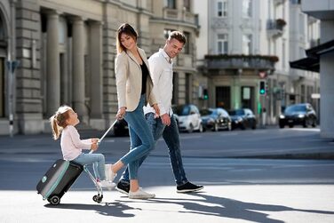Дитяча валіза-самокат BÉABA & Micro Mobility Luggage Eazy, 2-в-1, з сидінням, для дітей від 4 років, розширювана, 22 л, багато відділень, синя
