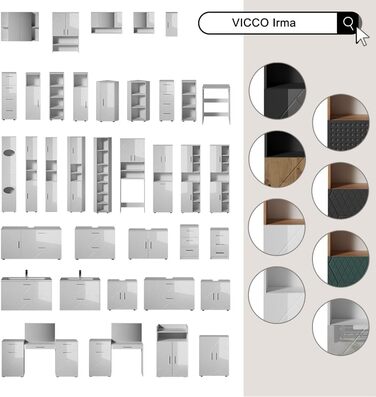 Підставка під раковину Vicco Grün/Goldkraft Eiche Irma, 60x59x30 см - шафка для ванної кімнати, 60 см