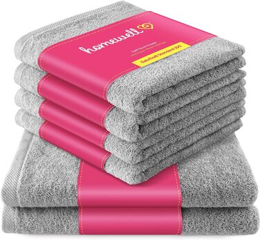 Комплект рушників Homewell – м’які та поглинаючі, 100% бавовна, сертифікат Oeko-Tex 100, 2 банних + 4 рушники для рук, сірі