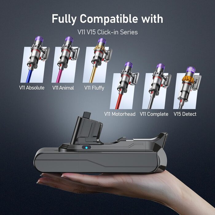 Акумулятор Keenstone V8 8000mAh для пилососа Dyson SV10 V8 Absolute, Animal, Motorhead, Fluffy, Slim, Total Clean, Extra — замінна батарея з 3 фільтрами