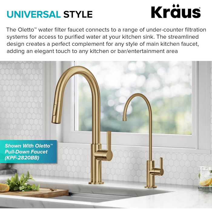 Змішувач кухонний Kraus KPF-3104SFS Oletto бронзовий з фільтром, витяжний одноручний