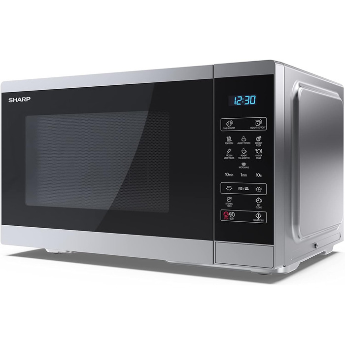 Мікрохвильова піч SHARP YC-MS252AE-S, 900 Вт, 11 режимів, розморожування, срібляста, 47,2x28x34,5 см