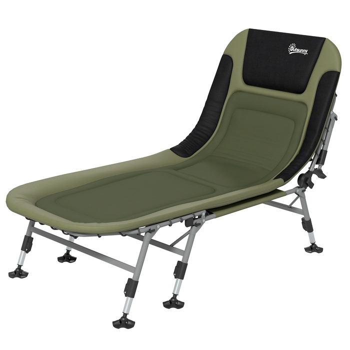 Outsunny Camping Bed Camp Bed Розкладне дорожнє ліжко Регульоване розкладне ліжко до 180 кг Завантажується для вулиці Oxford Green