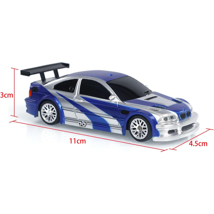 RC Автомобіль 1/43 Масштаб Готовий до Гонок Дрифт 4WD з Пультом, Світлодіодне Підсвічування, Синій