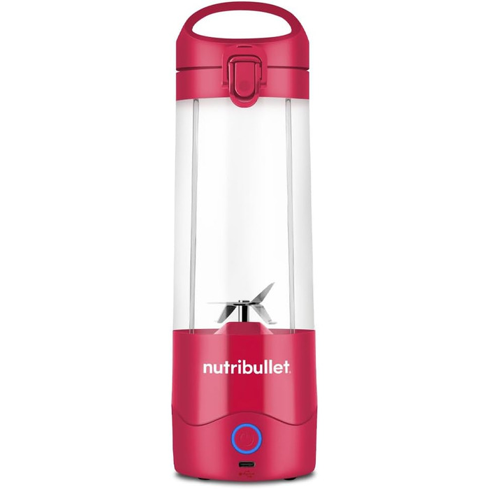 Портативний блендер nutribullet 475 мл, BPA-free Tritan, 4-лезова нержавіюча сталь, USB-C зарядка, міні-мультифункціональний міксер, магента