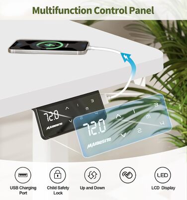 Електричний регульований стіл MAIDeSITe S1 Pro 120x60 см для роботи сидячи та стоячи з стільницею