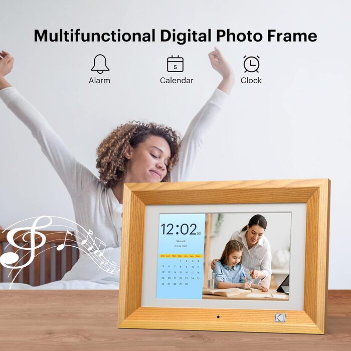Цифровий фоторамка Kodak 10.1 дюймів з IPS-екраном, підтримкою USB/SD, відтворення фото/музики/відео, календарем та будильником, з пультом дистанційного керування (чорний)