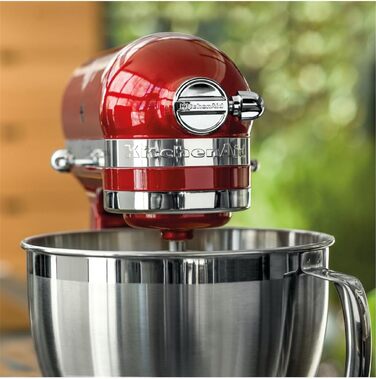 Кухонна машина KitchenAid Artisan — планетарний міксер з 2 чашами та 3 насадками з нержавіючої сталі, 4.8 л, колір: червоний (Liebesapfelrot)