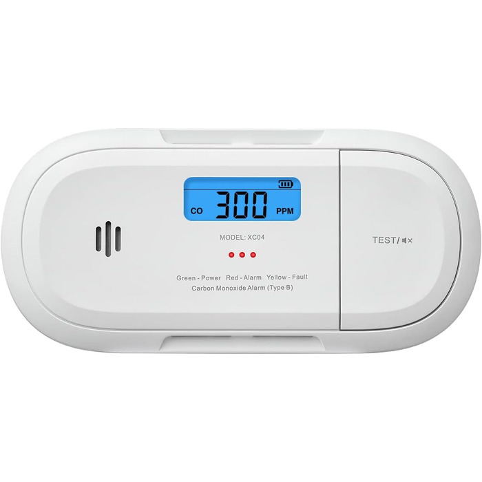 Розумний датчик чадного газу X-Sense XC04-WX з Wi-Fi, сповіщення через додаток X-Sense Home Security, зі змінною батареєю, білий
