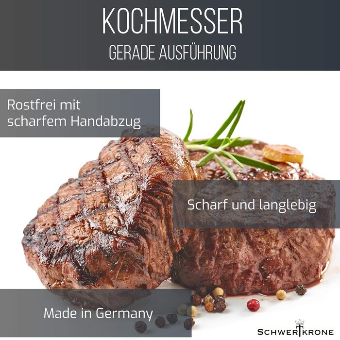 Ніж кухарський Schwertkrone з ручкою з горіхового дерева, 20 см, Made in Germany (набір)