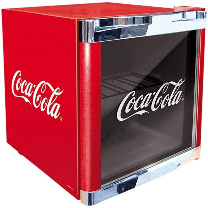 Міні-холодильник Coca-Cola °CUBES з скляними дверцятами | Холодильник для напоїв 48L, тихий та енергоефективний, ідеальний для офісу, вечірок та дому | 5-15°C, Червоний