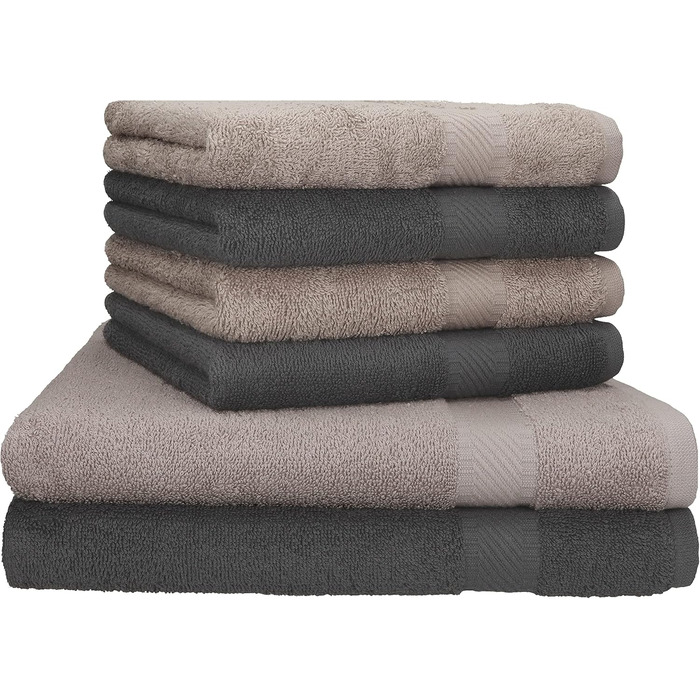 Набір рушників Betz Palermo 6 шт: 2 банних 70x140 см, 4 для рук 50x100 см, сауна-рушник, антрацит (Stone)