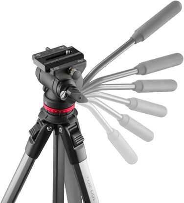 Відеоштатив Hama з флюїдною головкою для камери, смартфона і DSLR, алюмінієвий, легкий, 46–160 см, навантаження до 7 кг, з тримачем для телефону