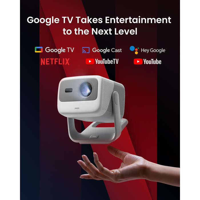 JMGO N1S 4K UHD Міні-проектор: Лазерний, 1100 ANSI люмен, Google TV, HDR10, Dolby Audio, для дому та бізнесу