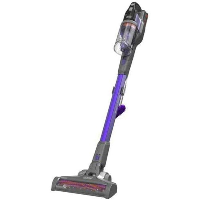 Пилосос Black+Decker 4-в-1 акумуляторний для прибирання шерсті тварин, 18В, 2.0Аг, безмішковий, ручний і вертикальний, електрощітка для шерсті, насадка для щілин, зарядний пристрій та настінне кріплення, модель BHFEV182CP 2019 року