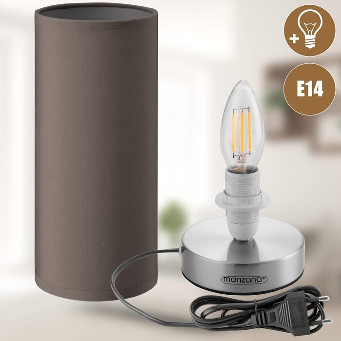 Настільна лампа Monzana 2 шт. з LED, димер, тканинний абажур, сенсорне керування, для спальні та вітальні, колір тауп, матова основа