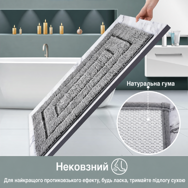 DUNSOO килимок для ванної, мікрофібра, водопоглинаючий, нековзкий, 70x120 см, сірий