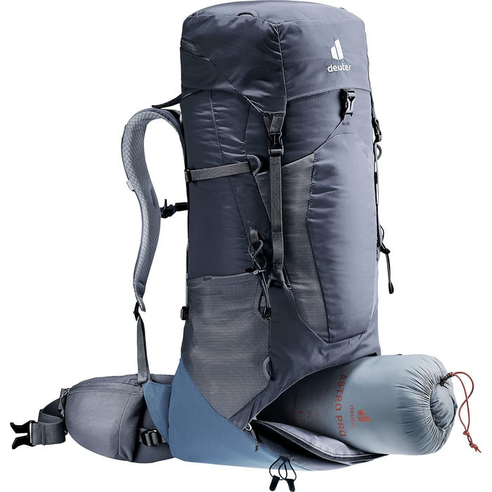 Рюкзак для трекінгу Deuter Aircontact Lite 40+10 л, чорний-синій, легкий, одноколірний