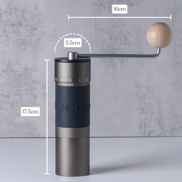 KINGrinder K6 - ручна кавомолка з 200 налаштуваннями помелу для Aeropress, French Press, Drip, Espresso, об'єм 25-35г