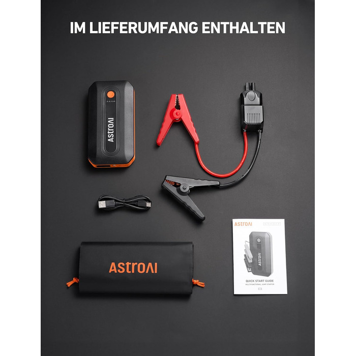Powerbank AstroAI B8 для автомобіля: пускова станція, 7.0L бензин/5.5L дизель, LED, QC 3.0 USB, 12V