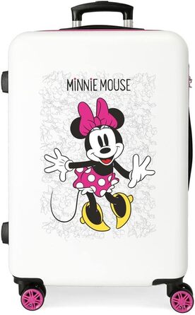 Середня валіза Disney Minnie Enjoy the Day, біла, 48x68x26 см, ABS, 70 л, 4 подвійних колеса, кодовий замок