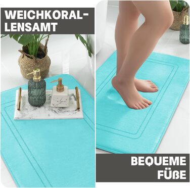 Килимок для ванної кімнати Chakme, антиковзаючий, 60x90 см, блакитно-зелений