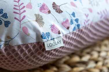 Подушка для вагітних LOOLAY 170 см – подушка для годування та підтримки, 100% бавовна Öko-Tex, ергономічна, знімний чохол (Рожева вафля/Рожева лука)