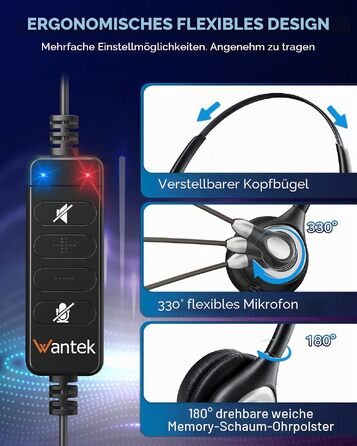 Бездротова гарнітура Wantek з мікрофоном та зарядною станцією, Bluetooth-навушники з USB-адаптером для кол-центру, офісу, Zoom, Skype та Teams (фіолетовий)