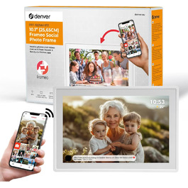 Цифровий фоторамка Denver 10,1 дюйма з Wi-Fi, сенсорним екраном, 16GB, керуванням через додаток, USB та microSD