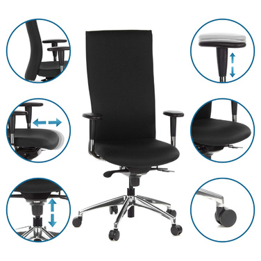 Офісне крісло / крісло керівника OFFICE-TEC тканина чорна hjh OFFICE