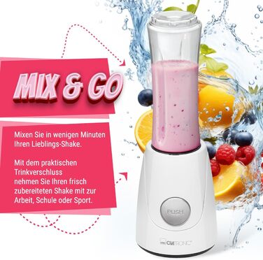 Блендер Clatronic SM 3593, 250Вт, для смузі, шейків, супів та соусів, білий, міксер з чашею-тримачем для напоїв