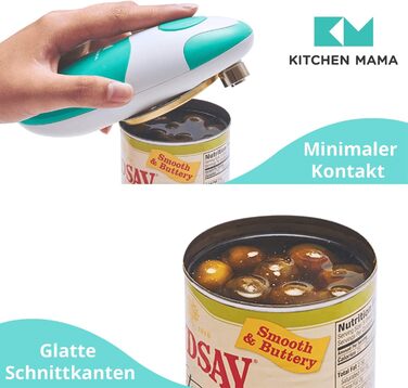 Електричний відкривачка для консервів Kitchen Mama Auto 2.0: автоматичний, бездротовий, з гладкою кромкою, безпечний для продуктів харчування