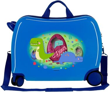 Дитяча валіза Movom Happy Time, динозаври, ABS, 34 л, 50×38×20 см, кодовий замок, багатобарвна, 4 колеса, ручна поклажа, сидіння