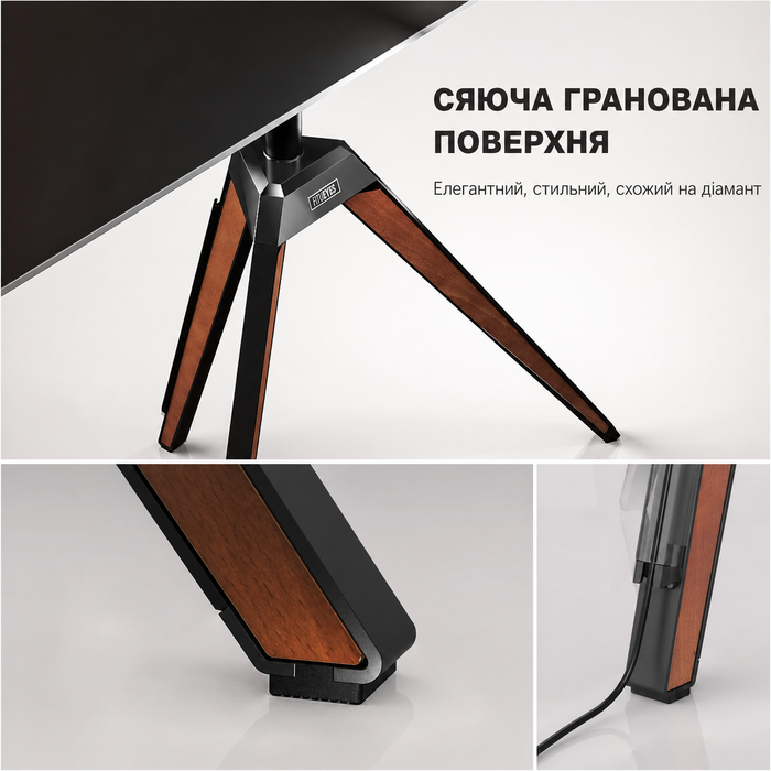 Підставка для телевізора FITUEYES у стилі мольберта, регульована висота, поворотна, приховане сховище, для ТВ 37-65 дюймів до 35 кг, коричнева, сучасний дизайн