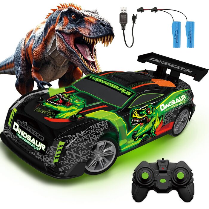 Радіокерований Monstertruck 1:20 2.4GHz Динозавр - швидкість 20 км/год, LED, Музика, для хлопчиків та дівчаток від 3 років