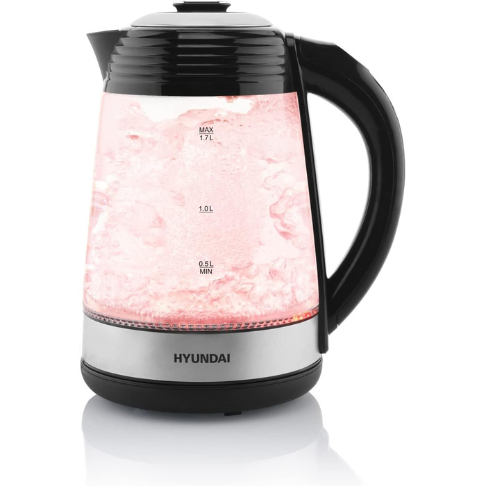 Електрочайник скляний HYUNDAI VK 780, 1.7 л, 2200 Вт, 7 температурних режимів, LED підсвітка, функція збереження тепла