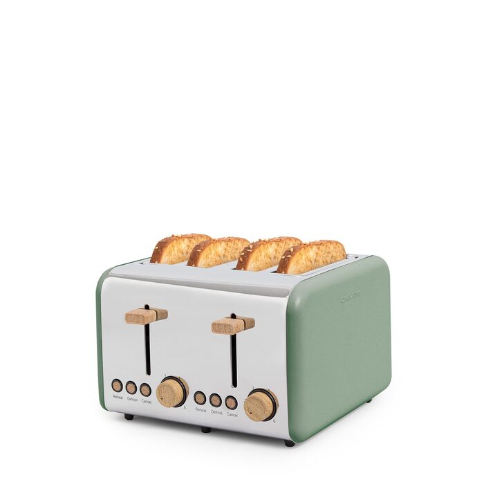 Тостер CREATE TOAST Retro Doble Салатовий - 6 режимів, підігрів, розморожування, термостат, 750W