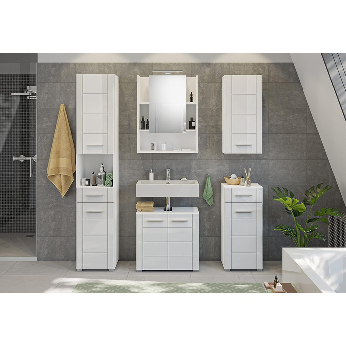 Дзеркальна шафа для ванної Homes&Jones Venice, біла, 60x77x17 см, без підсвічування, деревостружкова плита
