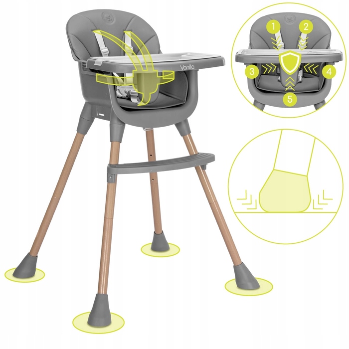 Стілець для годування 3в1 Lorelli з підніжкою, тацею та ременями безпеки