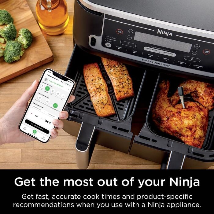Бездротовий термометр для м'яса Ninja ProChef: для приготування на грилі, в духовці та на відкритому повітрі. Bluetooth, 50 м, 30 год, App-підключення, термостійкий