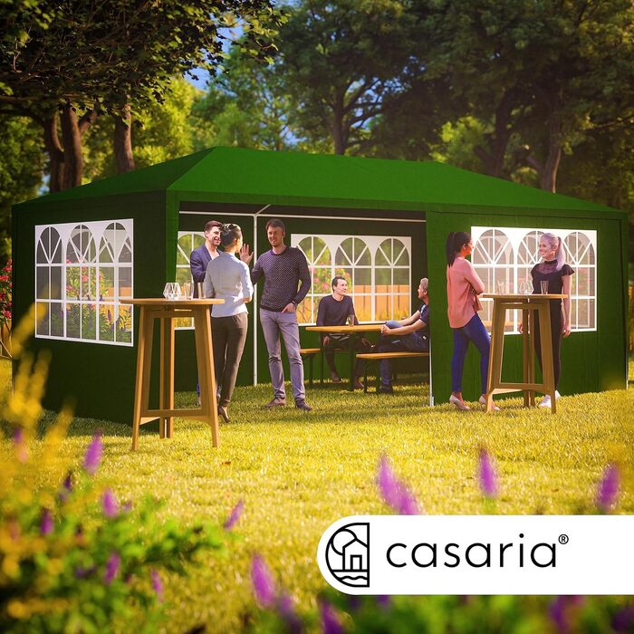 Павільйон CASARIA 3x6 м, водовідштовхувальний, UV-захист, 6 стінок, 18 м², садовий тент для вечірок, з вікнами, зелений