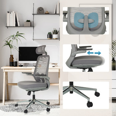 Офісне крісло / обертове крісло GAREMA тканина сірий hjh OFFICE
