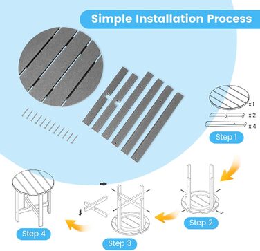 Стіл для балкона та саду GIANTEX, компактний, погодостійкий, з UV-захистом, HDPE, до 100 кг, 36x36x47 см