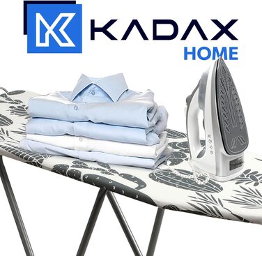 KADAX прасувальна дошка з регулюванням висоти, сталева, 100x30 см, складна, з чохлом, протиковзкі ніжки, для прасування парою, біло-сіра