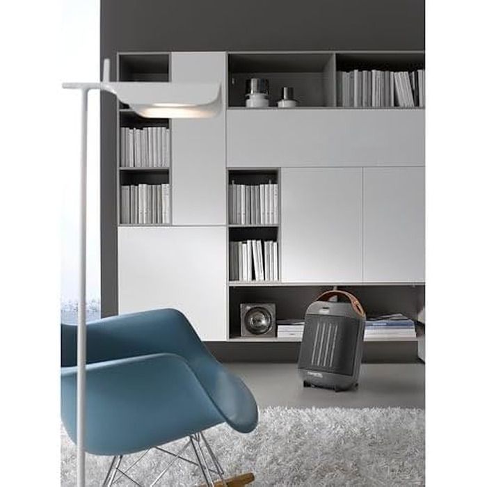 Керамічний обігрівач De'Longhi HFX30C18.AG, мобільний конвектор 1800 Вт, 2 рівні потужності, функція антифрост, сірий