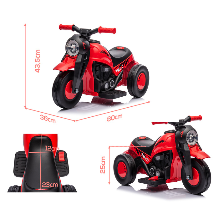 Електромотоцикл Kinder, 6V - дитячий мотоцикл з музикою та звуками бульбашок, швидкість 2,5-3 км/год, для дітей 2-5 років