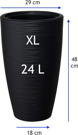 Горщик для квітів MELTOM Blumenkübel XL (48 см, Чорний) з винімним вкладишем