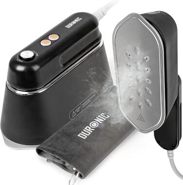 Duronic HS90 BK 2-в-1 праска з парогенератором, дорожня праска 1200 Вт, 90 мл, складана ручка, аксесуари