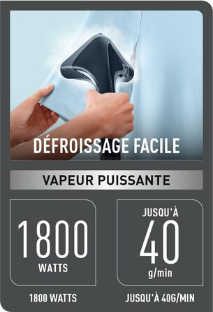 Вертикальний відпарювач Calor Pro Style One, 1800 Вт, 1,5 л, швидкий старт 45 сек, точна парова насадка, чорний/сріблястий, IT2461C0